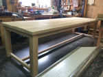 Eiken eetkamertafel 320 cm lang en 110 cm breed met 4 lade's